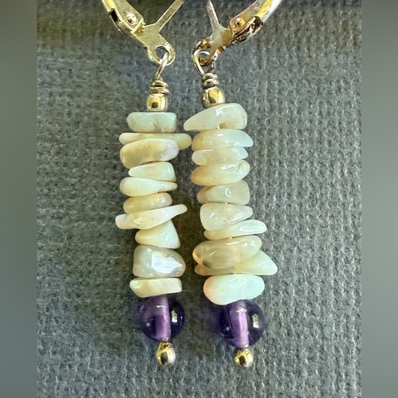 NWT Opal Amethyst Holly Blue Gemstone Statement Necklace and Earring Set Gift - Picture 3 of 11